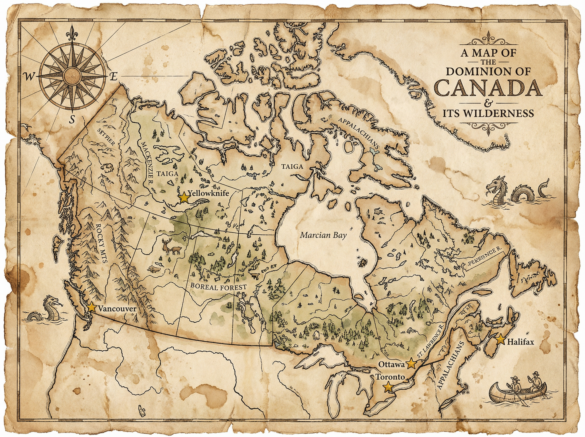 加拿大28 - 幸运数字分布手绘地图